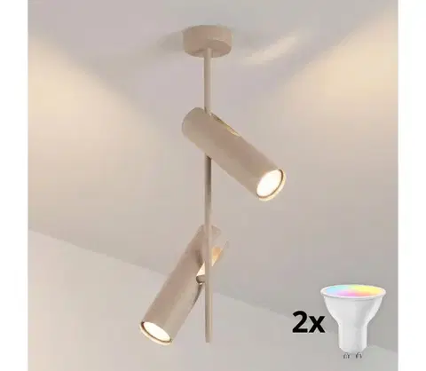 Svietidlá BRILAGI - LED RGBW Stmievateľný luster na tyči BRANCH 2xGU10/6,5W/230V béžový BG5258+2xAI0589