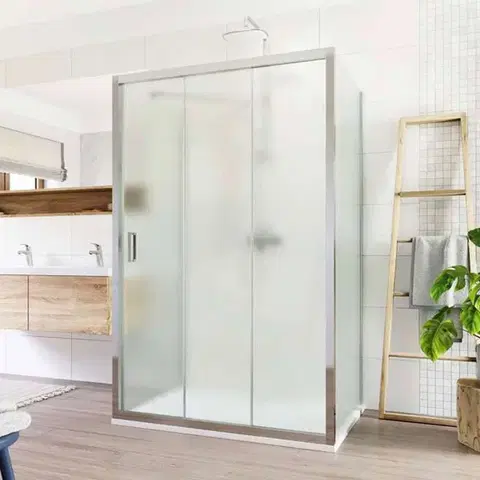 Sprchovacie kúty Mereo Sprchovací kút, Lima, obdĺžnik do priestoru U, trojdiel., zasun.,120x80x120 cm, chróm ALU,sklo Point CK89612K
