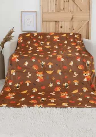 Deky MKLozkoviny.sk Deka mikroplyš Exclusive 150 × 200 cm – Jesenný les hnedý