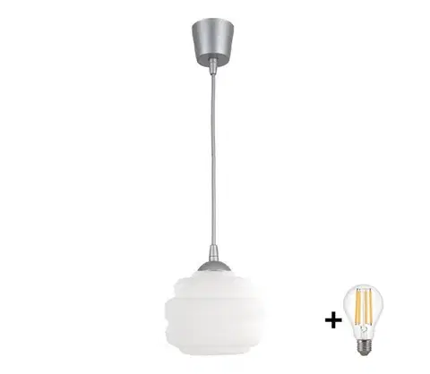 Svietidlá BRILAGI - LED luster na lanku RETRO GLASS 1xE27/60W/230V pr. 20 cm strieborná/biela NSTK7639+TK8612A