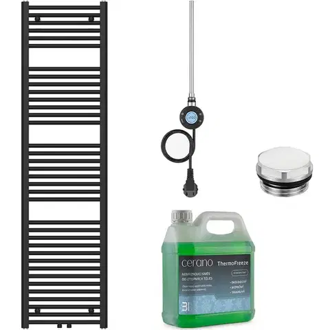 Doplnky do kúpeľne CERANO - Kúpeľňový elektrický radiátorový set Benito - WIFI - 600W - čierna matná - 1700x450 mm CER-911258