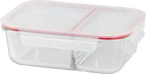 Dózy na potraviny Kinekus Dóza sklo obdĺžnik 1500ml, s vekom, delená