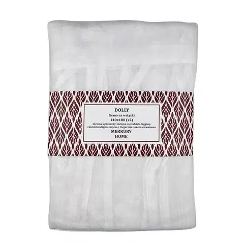 Záclony do obývačky Záclona na stuhách Dolly polyester biela 140x180 (x2) Merkury Home