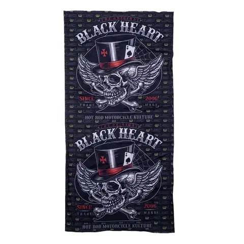 Šatky Multifunkčný nákrčník W-TEC Black Heart Scarfest Wings Skull