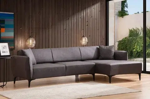 Sedacie súpravy Rohová sedacia súprava / Rohová pohovka Belissimo Right - Dark Grey