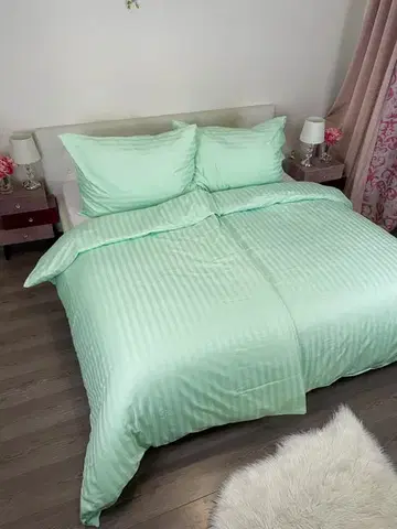 Obliečky Obliečky damaškové zelené TiaHome - 1x Vankúš 90x70cm, 1x Paplón 140x200cm