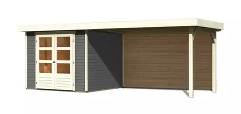 Zahradné domčeky Drevený záhradný domček ASKOLA 3,5 s prístavkom 280 Lanitplast
