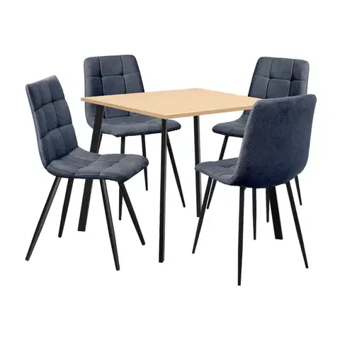 Jedálenské sety Jedálenský stôl 80x80 BERGEN dub + 4 stoličky BERGEN sivá