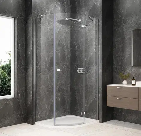 Sprchové dvere POLYSAN - GLOBE CHROME štvrťkruhová sprchová zástena 1000x800, číre sklo, pravé GB2180RC