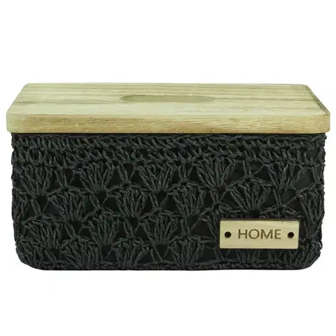 Kúpeľňové doplnky Háčkovaný obdĺžnikový košík š.26x16 h13,5cm