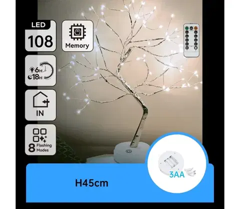 Vianočné dekorácie  B.V.  - LED Vianočná dekorácia 108xLED/3xAA/8 funkcií 45cm studená biela B10303Y1Y