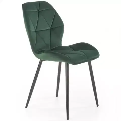 Čalúnené stoličky Stolička K453 Velvet/Kov Tmavozelený