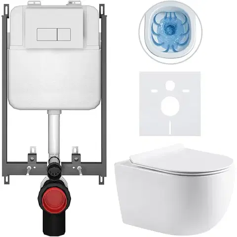 Záchody CERANO - Kompletný WC set Basic/Felci - biela lesklá - WC tlačidlo Modulo/Biela - na zamurovanie - 53x37 CER-8050BD86091