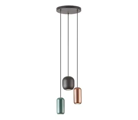 Svietidlá Redo 01-3480 - Luster na lanku BOOM 3xGU10/10W/230V pr. 33 cm čierna/zelená/hnedá 01-3480