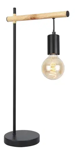 Stolové lampy Stolová lampa Izzy čierna + drevená