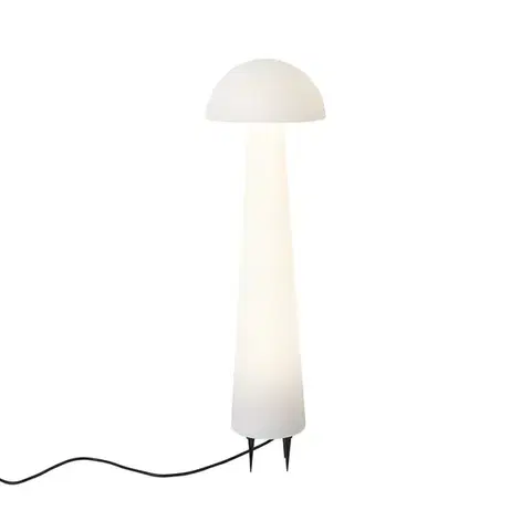 Vonkajšie stojanové svietidlá Stojaca vonkajšia lampa biela 80 cm vrátane LED IP44 - Fungi