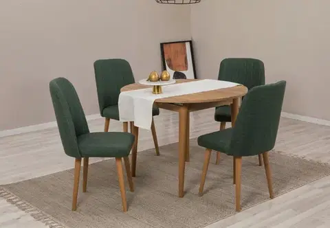 Jedálenské sety Jedálenský set s rozkladacím stolom a stoličkami (5 kusov) Vina 1070 - Atlantic Pine, Green