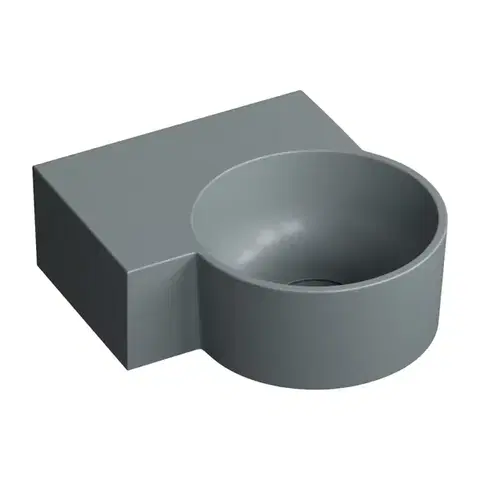 Umývadlá OMNIRES - OVO M+ umývadlo na dosku/závesné - ľavé, 33 x 34 cm, ash grey mat; OVO335UWLAG
