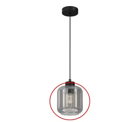 Lampy  Náhradné sklo pre luster SOMBRA E27, priemer 16 cm, zadymená sivá PLM9371