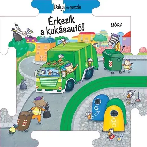 Leporelá, krabičky, puzzle knihy Puzzle és pálya - Érkezik a kukásautó
