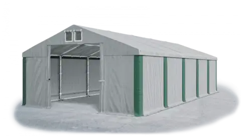 Záhrada Skladový stan 5x10x2,5m strecha PVC 560g/m2 boky PVC 500g/m2 konštrukcie ZIMA PLUS Zelená Šedá Šedá