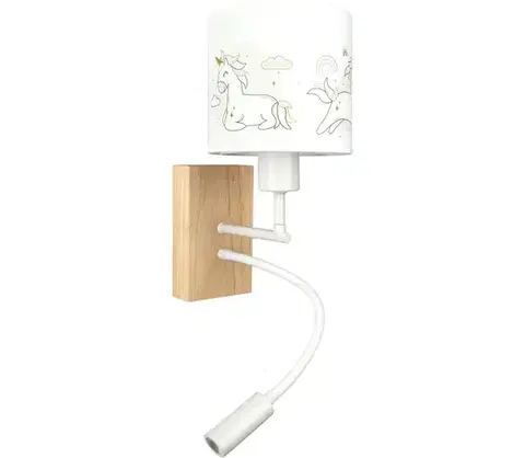 Svietidlá BRILAGI - LED flexibilná lampa BOBO WOOD 1xE27/25W/230V + LED/3W dub/biela/jednorožce BG1565+BG5579