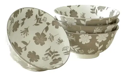 Misky polievka, kompót, šalát MAKRO - Miska na polievku kvety porcelánová, sada 4ks