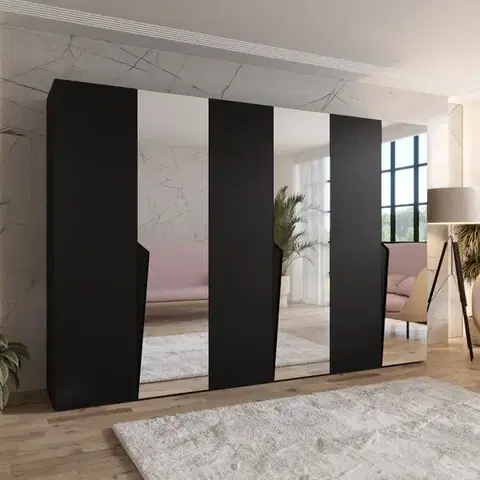 Šatníkové skrine Skriňa Piano 2-300 (3x100) čierna/čierna