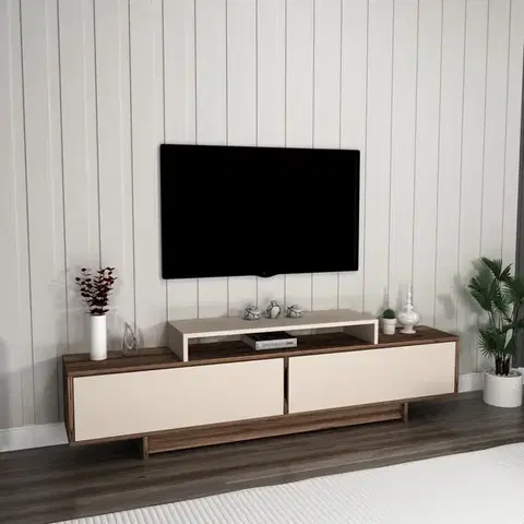 TV stolíky TV stolík Grasyas - Light Walnut, Beige