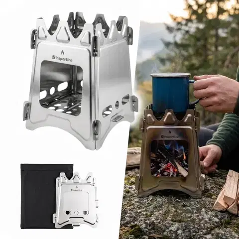 Outdoorové variče Skladací turistický varič na drevo inSPORTline Stefol