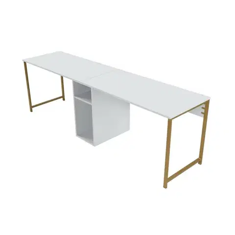 Konferenčné stolíky Pracovný stôl Twin White and Gold