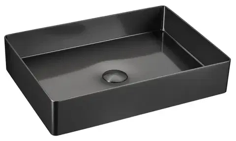 Sanitárna keramika SAPHO - AURUM nerezové umývadlo 50x35cm, vrátane výpuste, gun metal AU103