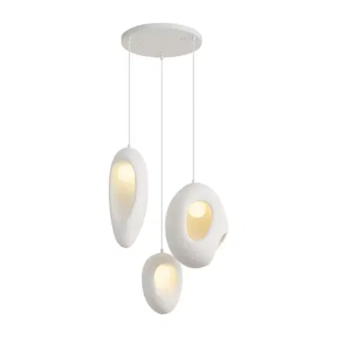Závesné svietidlá Japandi Závesná lampa biela s organickým tienidlom 3-svetelná - Moonstone
