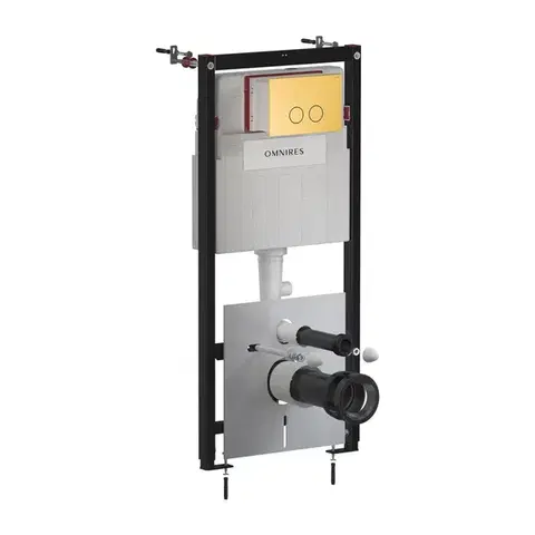 Záchody OMNIRES - Set: STRONGFRAME podomietkový rám ECO + STEEL-R45 nerez tlačidlo, zlato brúsené STFWCECO1R45-RGLB