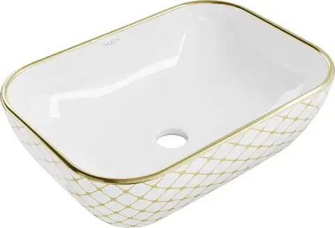 Umývadlá MEXEN - Rita umývadlo na dosku 45 x 32, biela/zlatá vzor 21084509