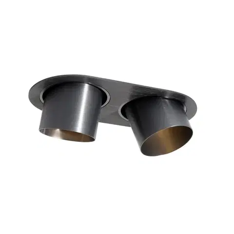 Zapustené svietidlá Okrúhle zapustené bodové svetlo tmavosivé GU10 70 mm sklopné 2-svetlo - Installa