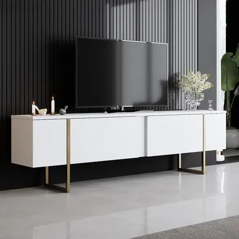 TV stolíky TV stolík Luxe - White, Gold
