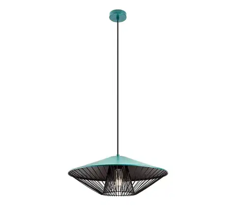Svietidlá Redo 01-3010 - Závesný luster GRILL na lanku 1xE27/42W/230V Ø 49,5 cm čierna/tyrkysová 01-3010