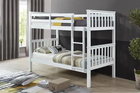 Detské postele a postieľky Poschodová drevená posteľ TWINS 90, biela