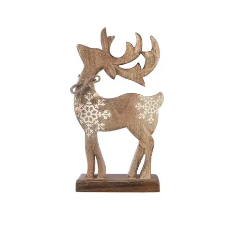 Vianočné dekorácie 4Home Dekorácia z mangového dreva Snowflake Deer, 33 cm