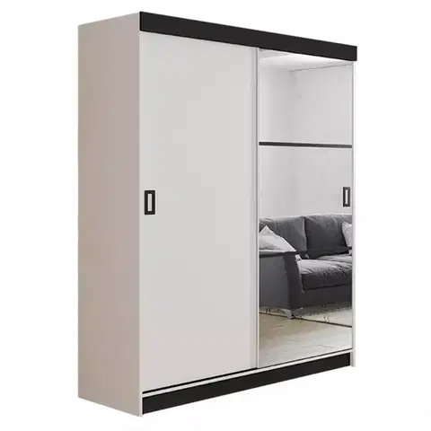 Spálňové šatníkové skrine Skriňa Retro 138 5L Biely / Dvierka biely
