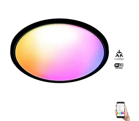 Svietidlá WiZ - LED RGB Stmievateľné stropné svietidlo SUPERSLIM LED/22W/230V Wi-Fi čierna 8720169072633