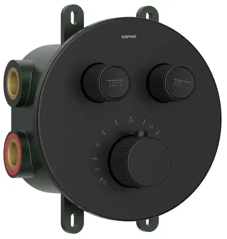 Kúpeľňové batérie SAPHO - SMART SELECT podomietková termostatická sprchová batéria, box, 2 výstupy, čierna mat RP032B