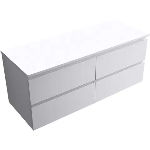 Kúpeľňový nábytok CERANO - Kúpeľňová skrinka Carole - biela matná + doska pod umývadlo z lit. mramoru Elanys - 12 mm - biela matná - 120x49,2x46 CER-679339