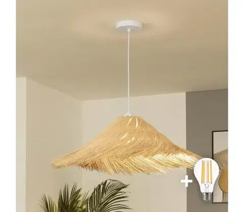 Svietidlá BRILAGI - LED luster na lane CERIA BOHO 1xE27/40W/230V priemer 70 cm ratan EG300171+EG781136