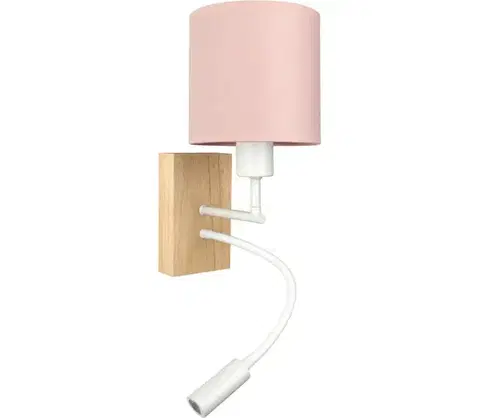 Svietidlá BRILAGI - LED flexibilná lampa BOBO WOOD 1xE27/25W/230V + LED/3W dub/biela/ružová BG1565+BG5582