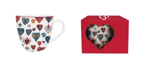 Hrnčeky, šálky, podšálky DUO - Hrnček 460ml COLORFUL HEARTS 3, v darčekovej krabičke, porcelán