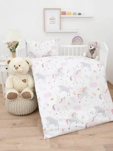Detské obliečky MKLozkoviny.sk Bavlnené obliečky Renforcé do postieľky - Unicorn - 100 × 135 cm - 40 x 60 cm