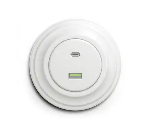 Predlžovacie káble Reblig - Retro USB zásuvka A+C s rámčekom snehovo biela RG0151+RG0157