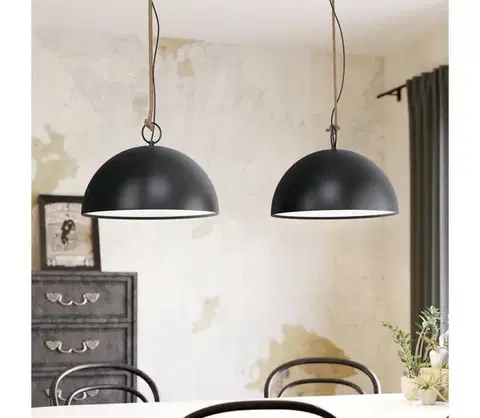 Svietidlá Eglo 78444 - Luster na lanku HODSOLL 2xE27/40W/230V čierna/hnedá 78444